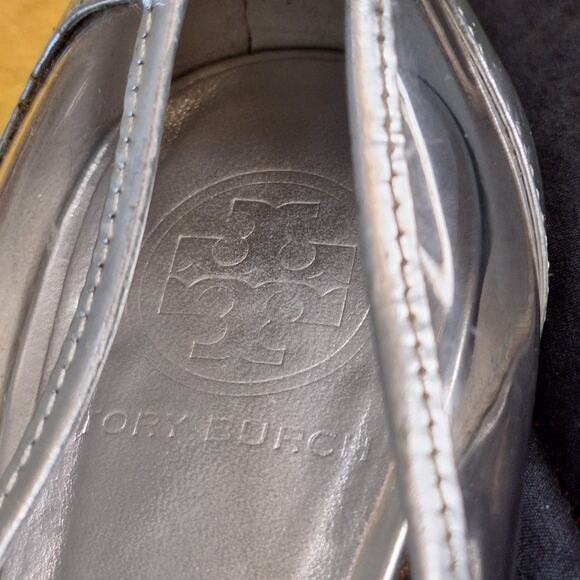 Tory Burch Ballet Flats Womens Size 7.5 Clear Silver Cybercore Futuristic Chrome - Picture 7 of 12